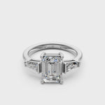 Load and play video in Gallery viewer, Gigi Emerald Solitaire Diamond 3 stone Ladies Ring
