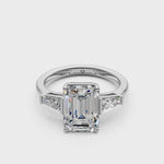 Load and play video in Gallery viewer, Selena Emerald Solitaire Diamond 3 stone Ladies Ring
