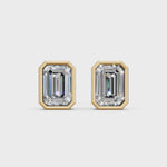 Load and play video in Gallery viewer, Giana Emerald Solitaire Diamond Bezal stud Earring
