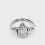 Load and play video in Gallery viewer, Adele Pear Solitaire Diamond 3 stone Ladies Ring
