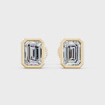 Load and play video in Gallery viewer, Givra Emerald Solitaire Diamond Bezal stud Earring
