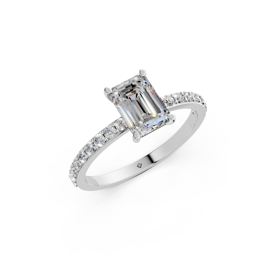 Elvia Emerald Solitaire Diamond Womens Ring