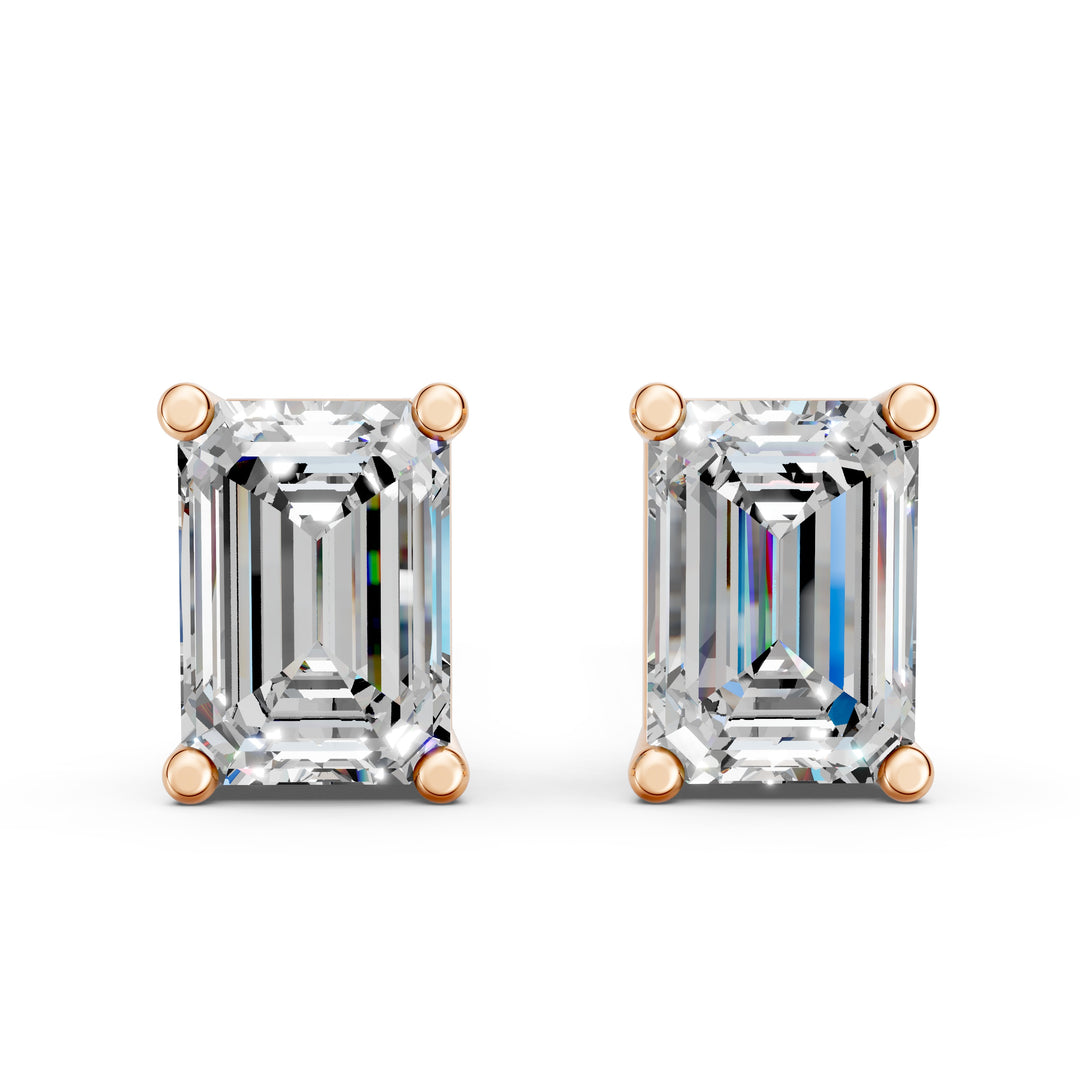 Ivira Emerald Solitaire Diamond stud Earring