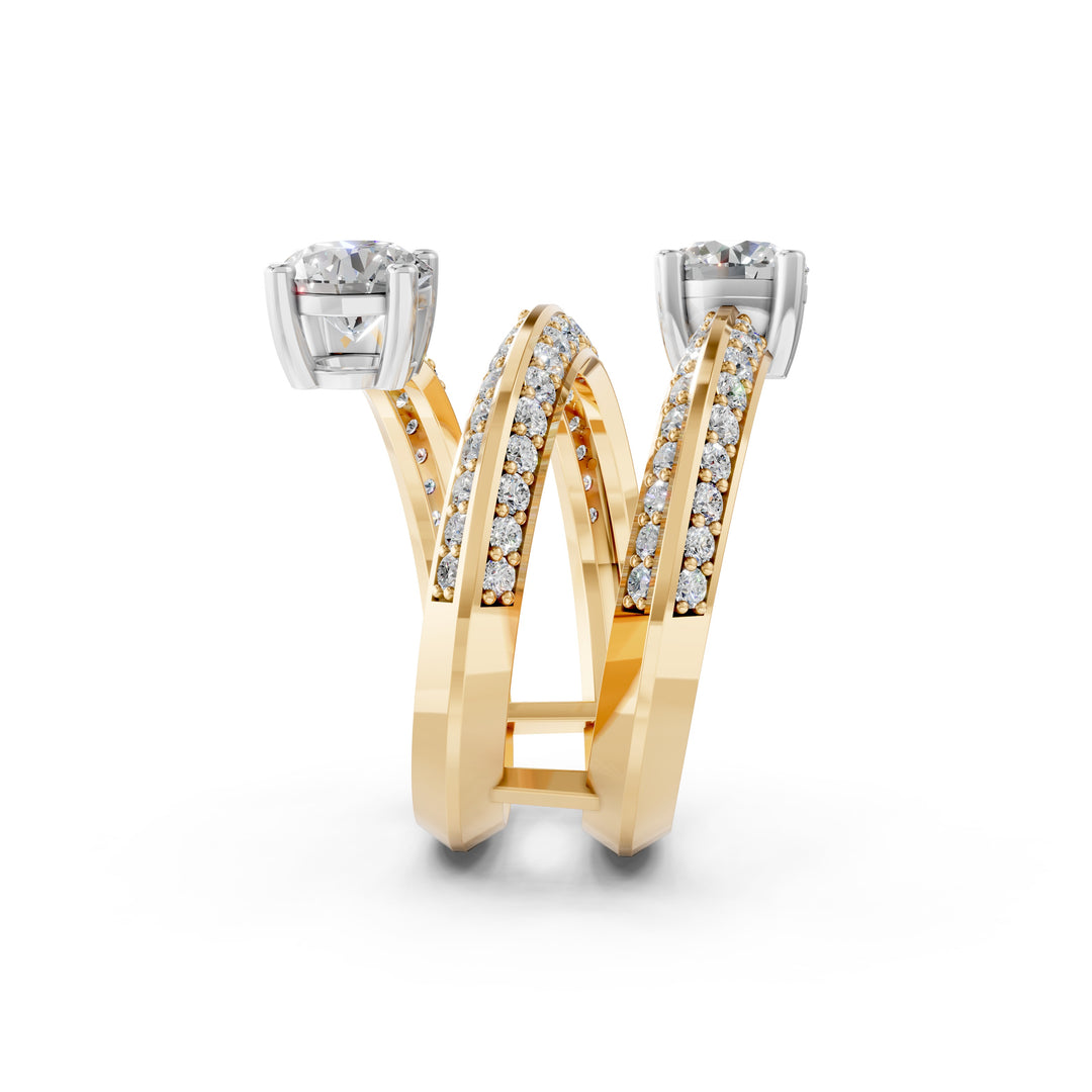 Aerna Oval Solitaire Diamond Spiral Womens Ring