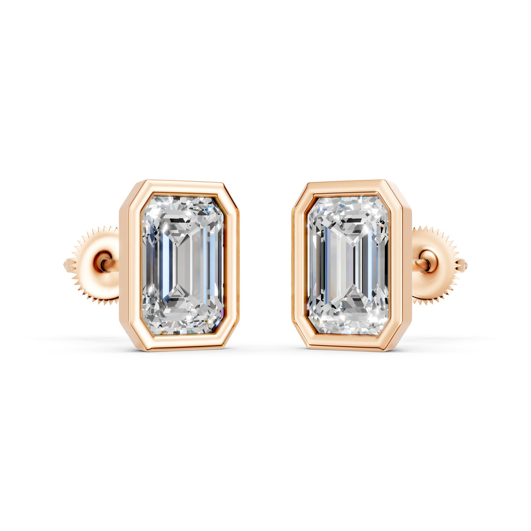 Meira Emerald Solitaire Diamond Stud Earring