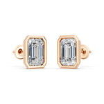 Load image into Gallery viewer, Meira Emerald Solitaire Diamond Stud Earring
