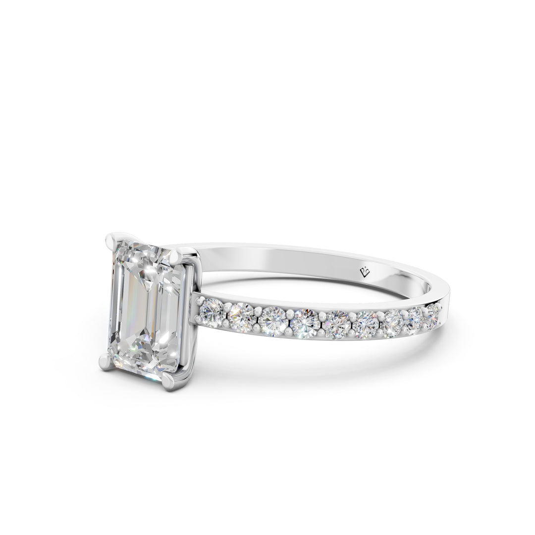 Elvia Emerald Solitaire Diamond Womens Ring