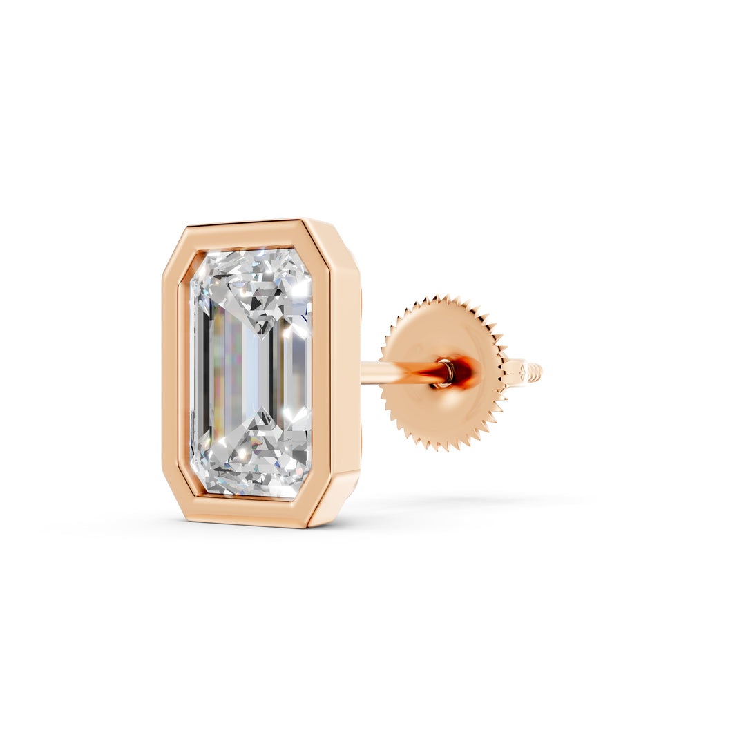 Meira Emerald Solitaire Diamond Stud Earring