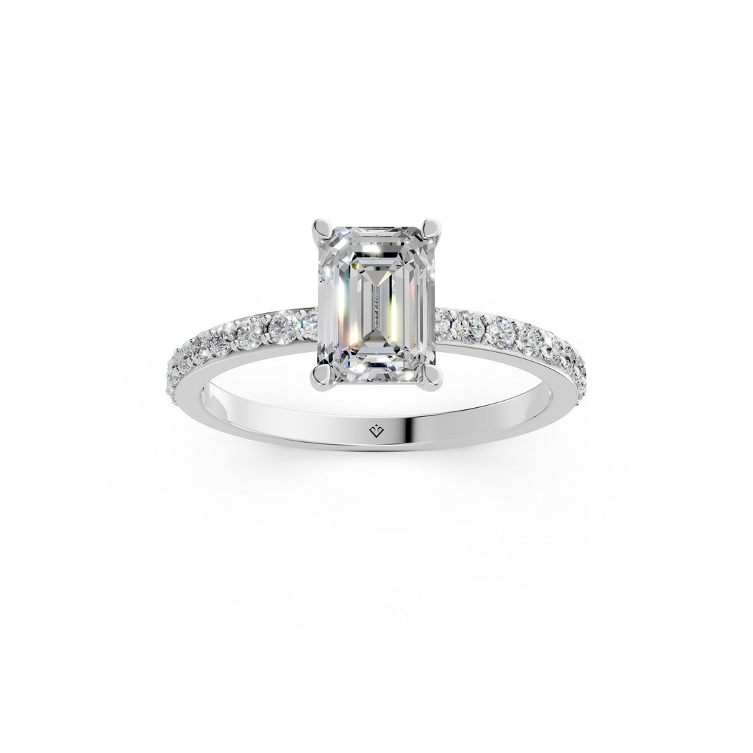 Elvia Emerald Solitaire Diamond Womens Ring